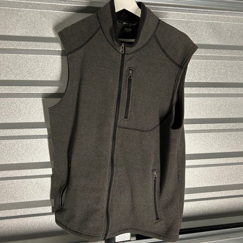 Eddie Bauer Fleece Vest Mens L Tall Grey Full Zip Gorpcore Outdoor Layering